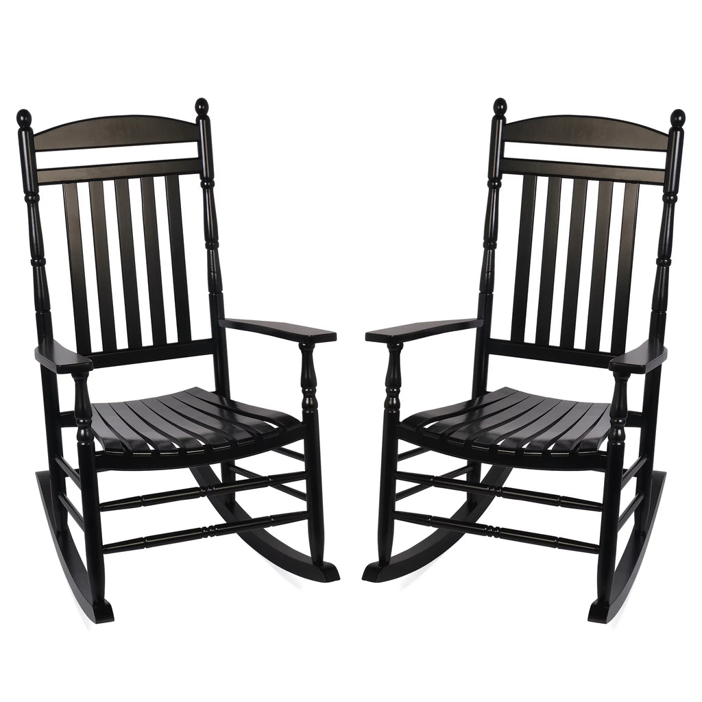 Set of 2 Black Oversized Wood Outdoor Rocking Chairs B222275