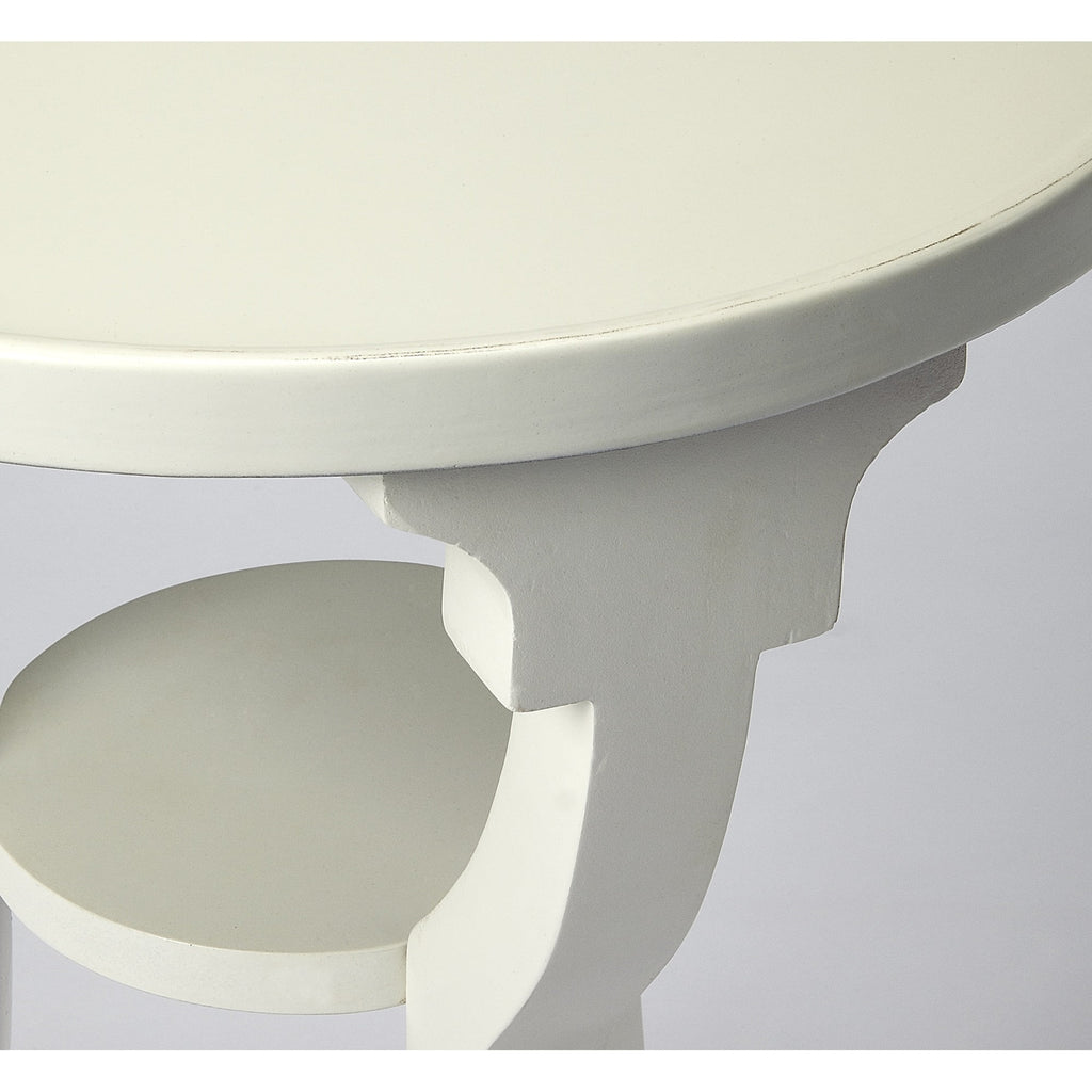 White Wood Round Accent Table R330099