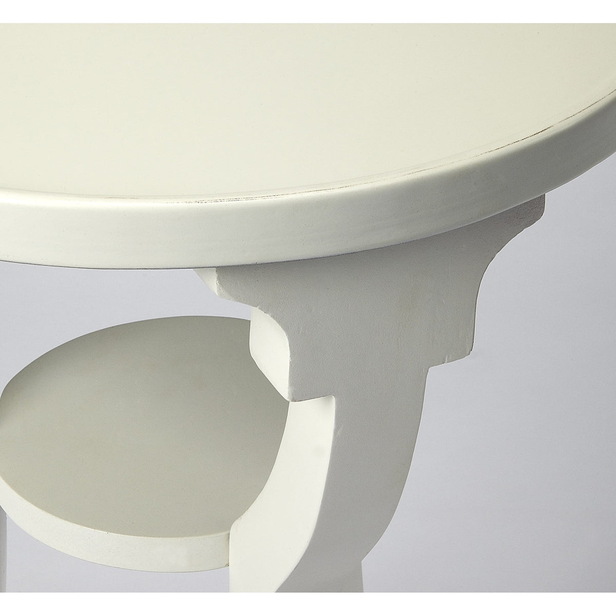 White Wood Round Accent Table R330099