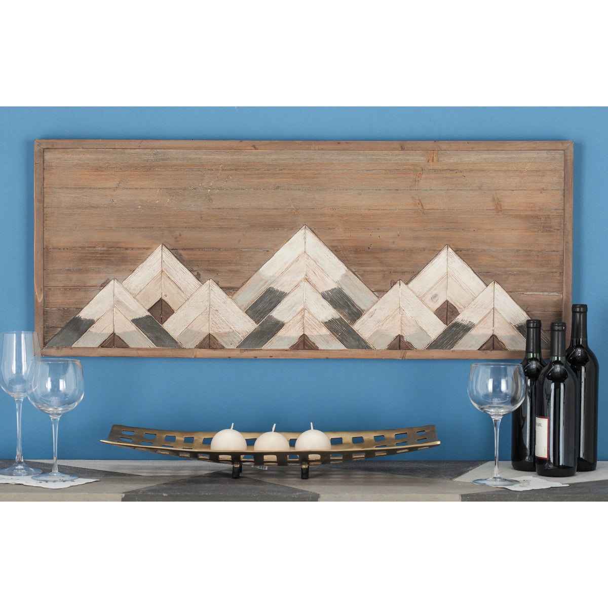 Brown Wood Mountain Geometric Wall Decor H987