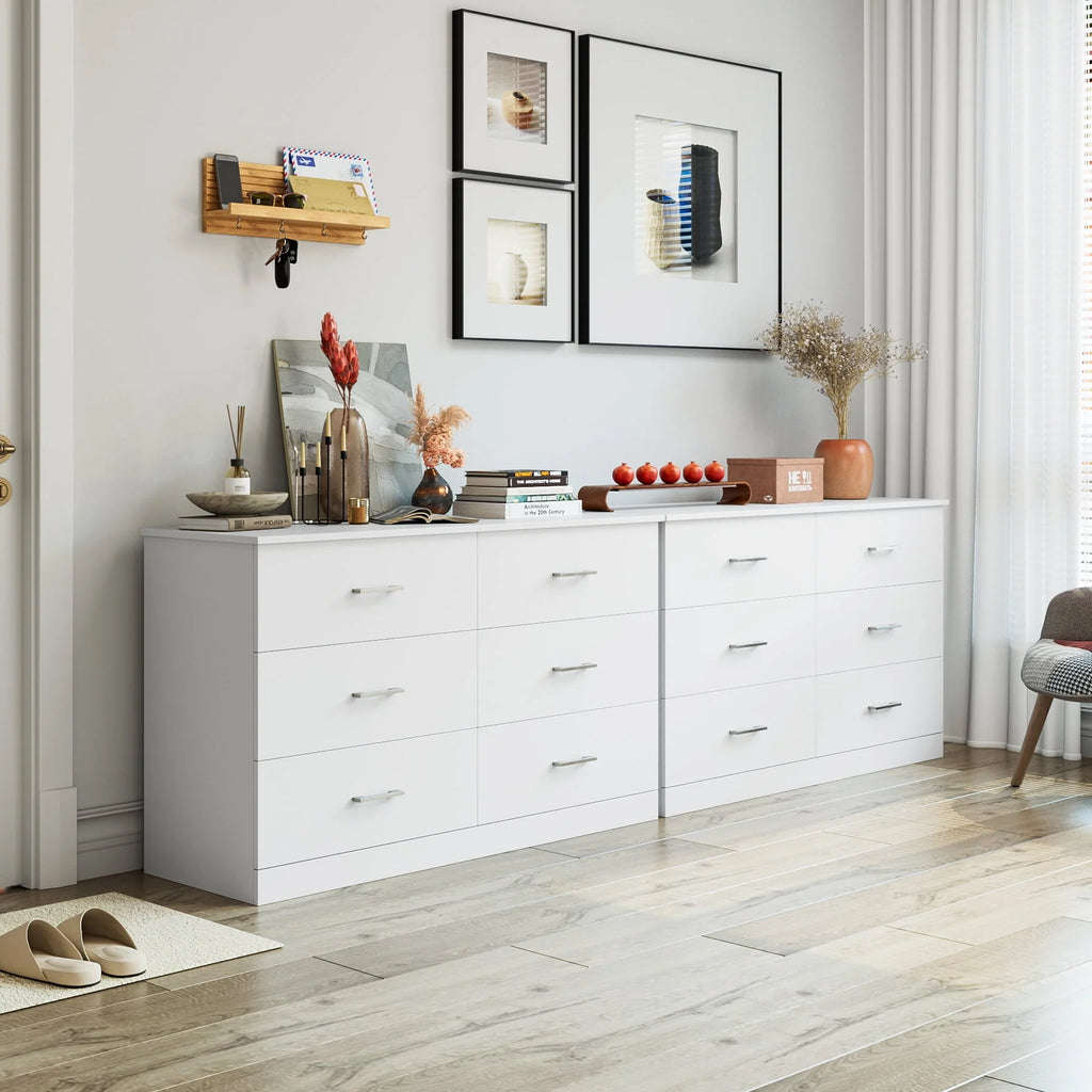 White 6 Drawer Wood Dresser E9851