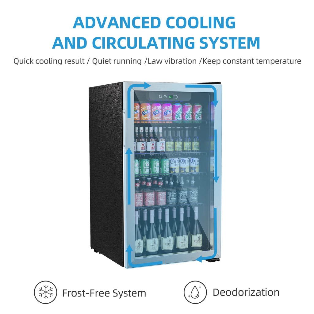 Compact Freestanding Beverage Refrigerator with Glass Front Door B308