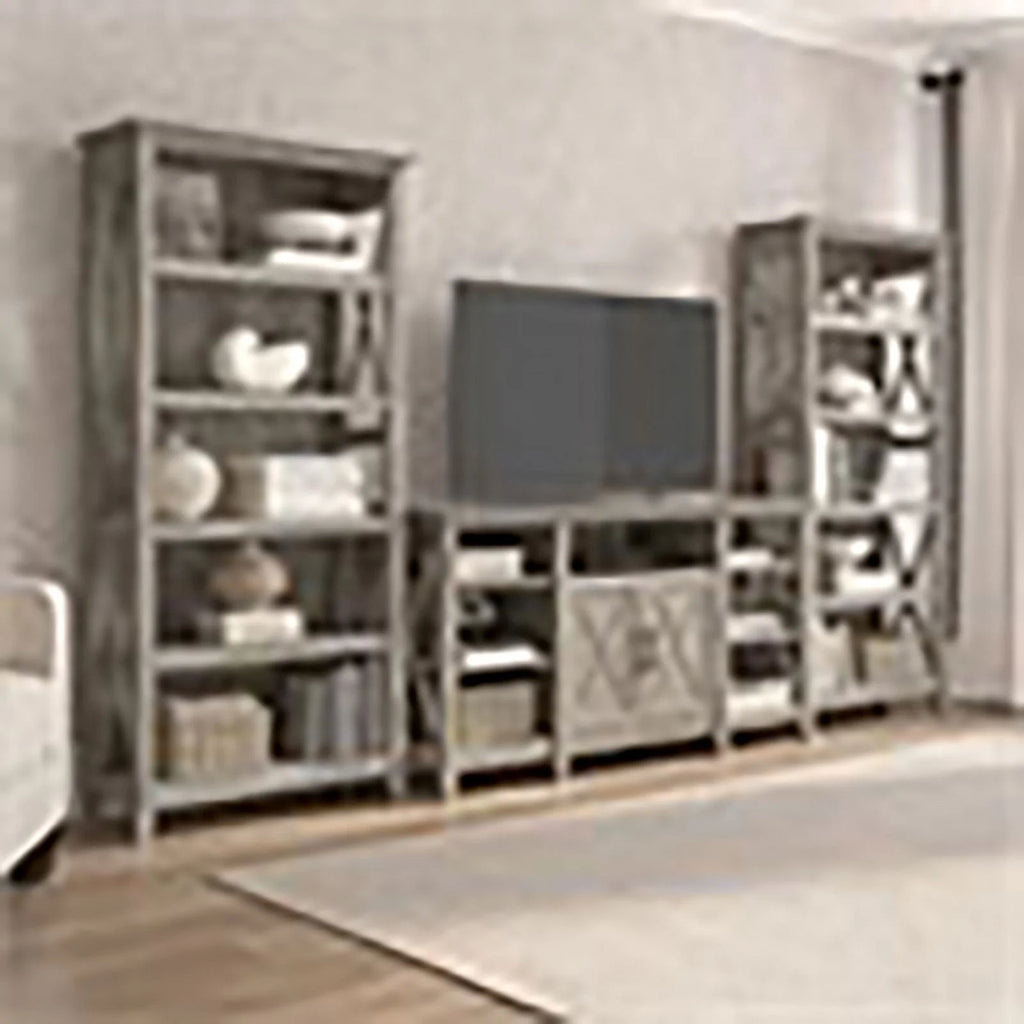 Tall Wood TV Stand with 2 Bookcases S769595