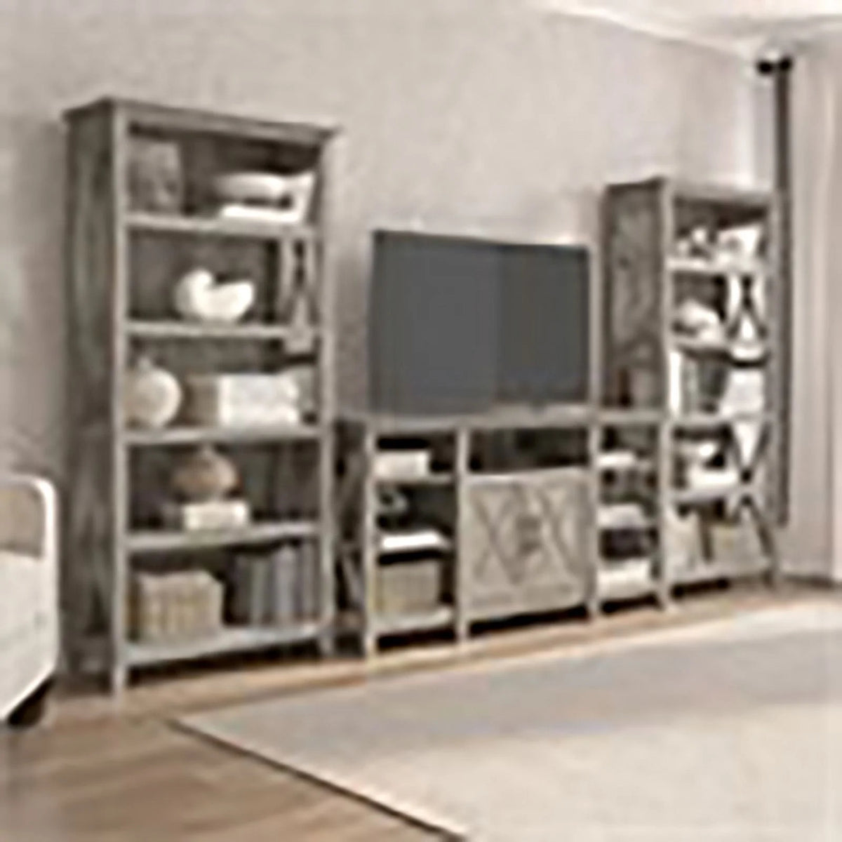Tall Wood TV Stand with 2 Bookcases S769595