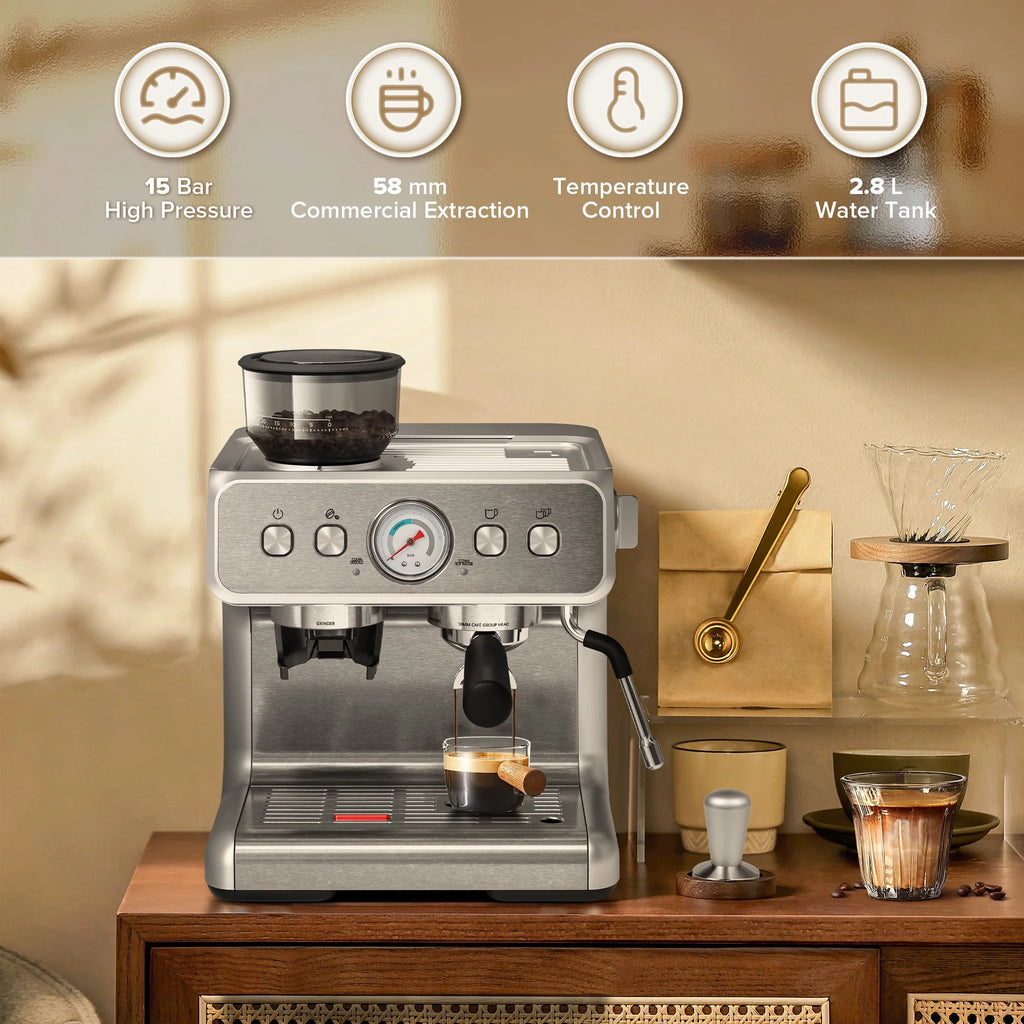Semi-Automatic Coffee Maker with 2.8L Water Tank D2726