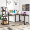 L-Shaped Computer Desk with Bookshelves U6024