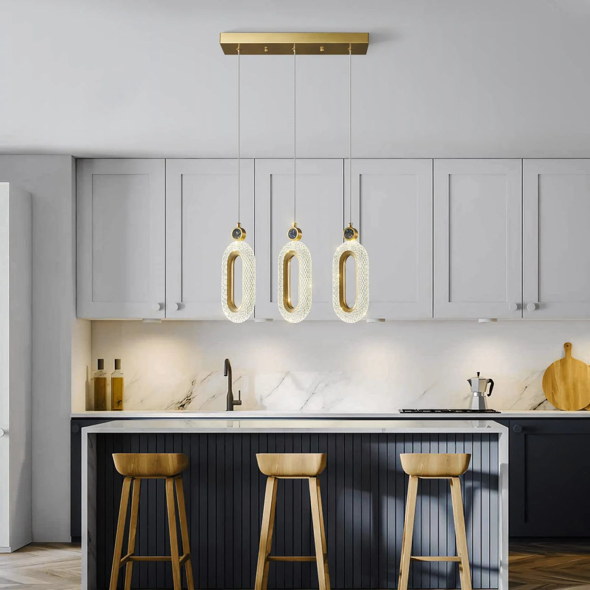 3-Light LED Dimmable Modern Gold Pendant Lighting T817