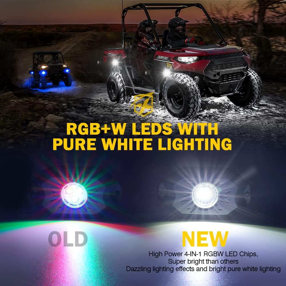 RGBW LED Rock Lights Kit with Bluetooth Remote, 10 Pods L58253