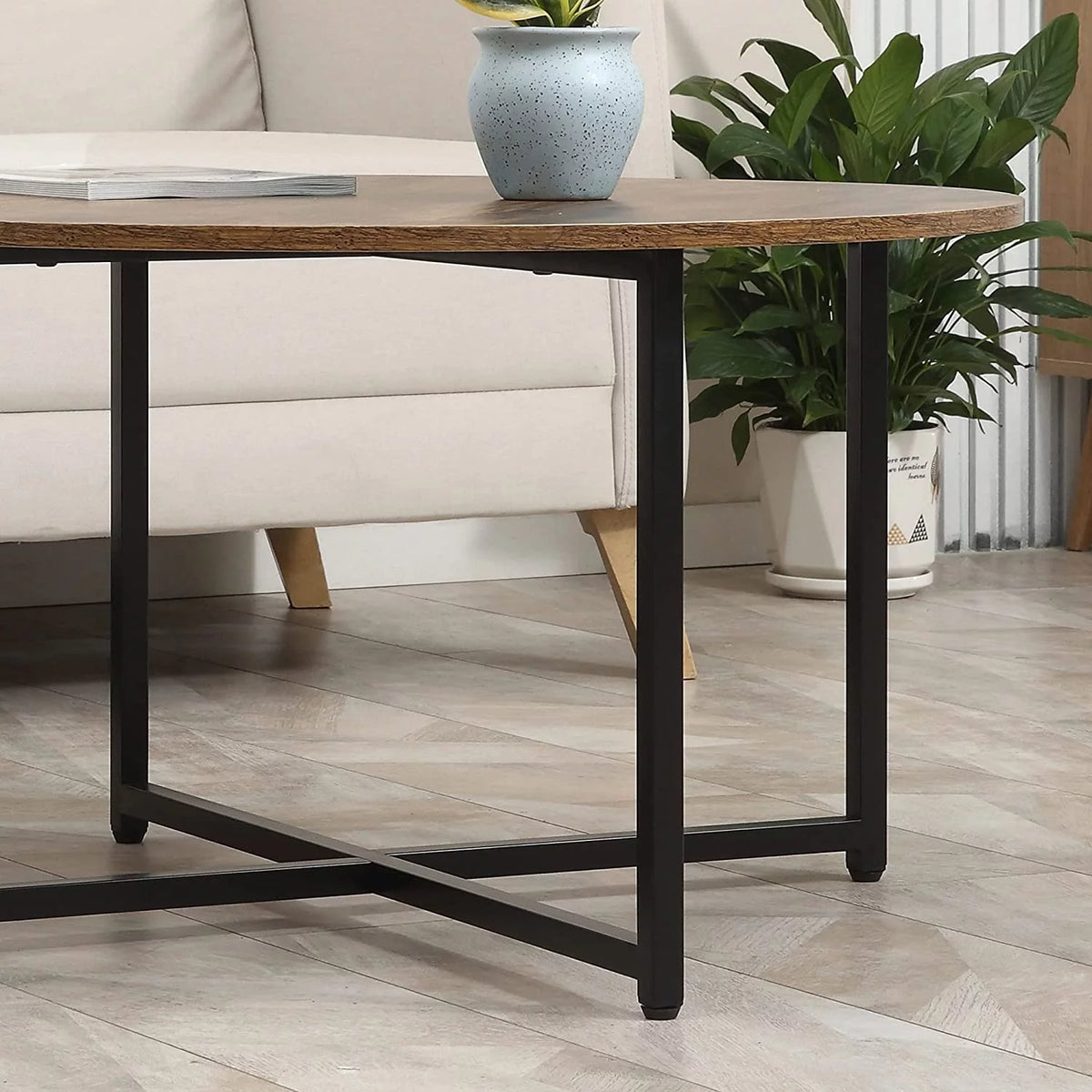 Set of 2 Round Coffee Table with Metal Frame L67673