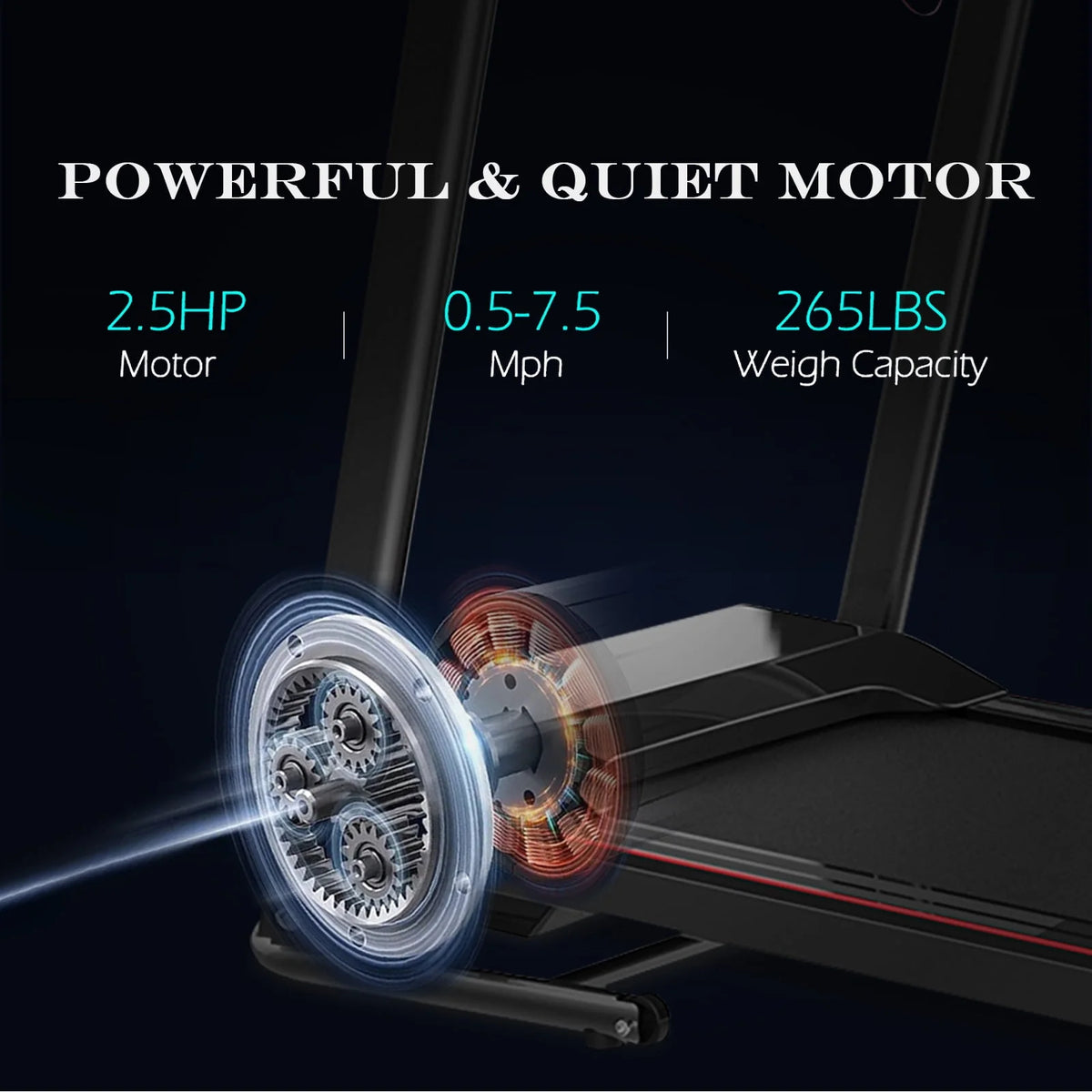 Folding Treadmill 2.5HP 220lb Weight Capacity L6217