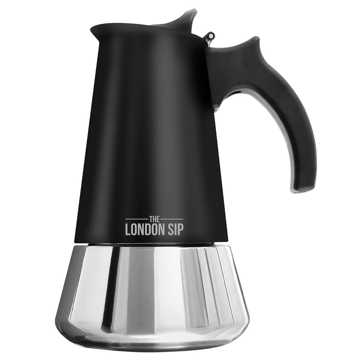 Matte Black Stainless Steel Stovetop Espresso Maker 10 Cup L245