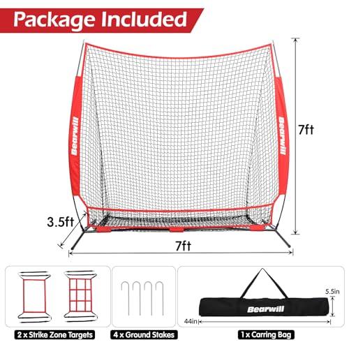 7x7ft Baseball Softball Pitching Net with Carry Bag T858607