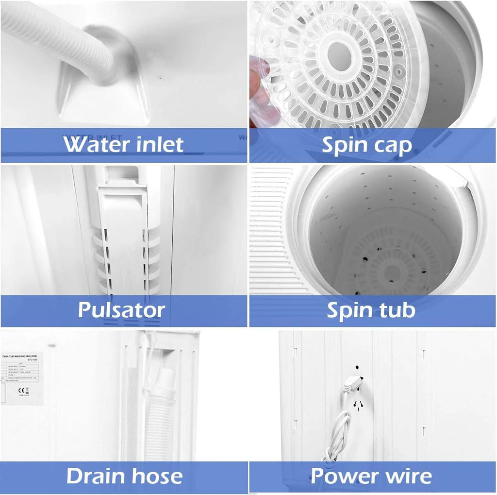 Portable Mini Compact Twin Tub Washing Machine 20lbs Blue White G741