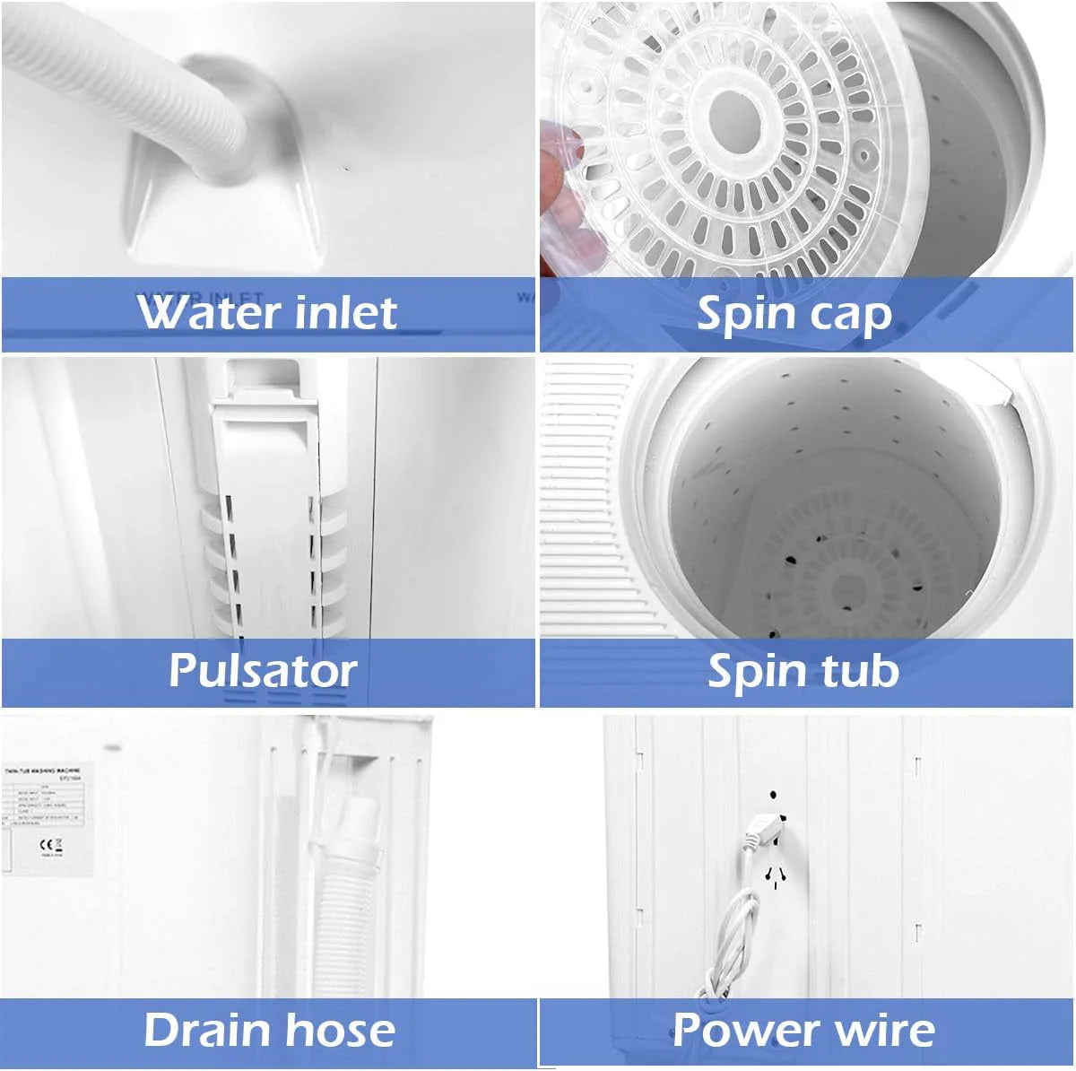 Portable Mini Compact Twin Tub Washing Machine 20lbs Blue White G741