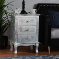 Silver Finished Wood 3-Drawer End Table O60516