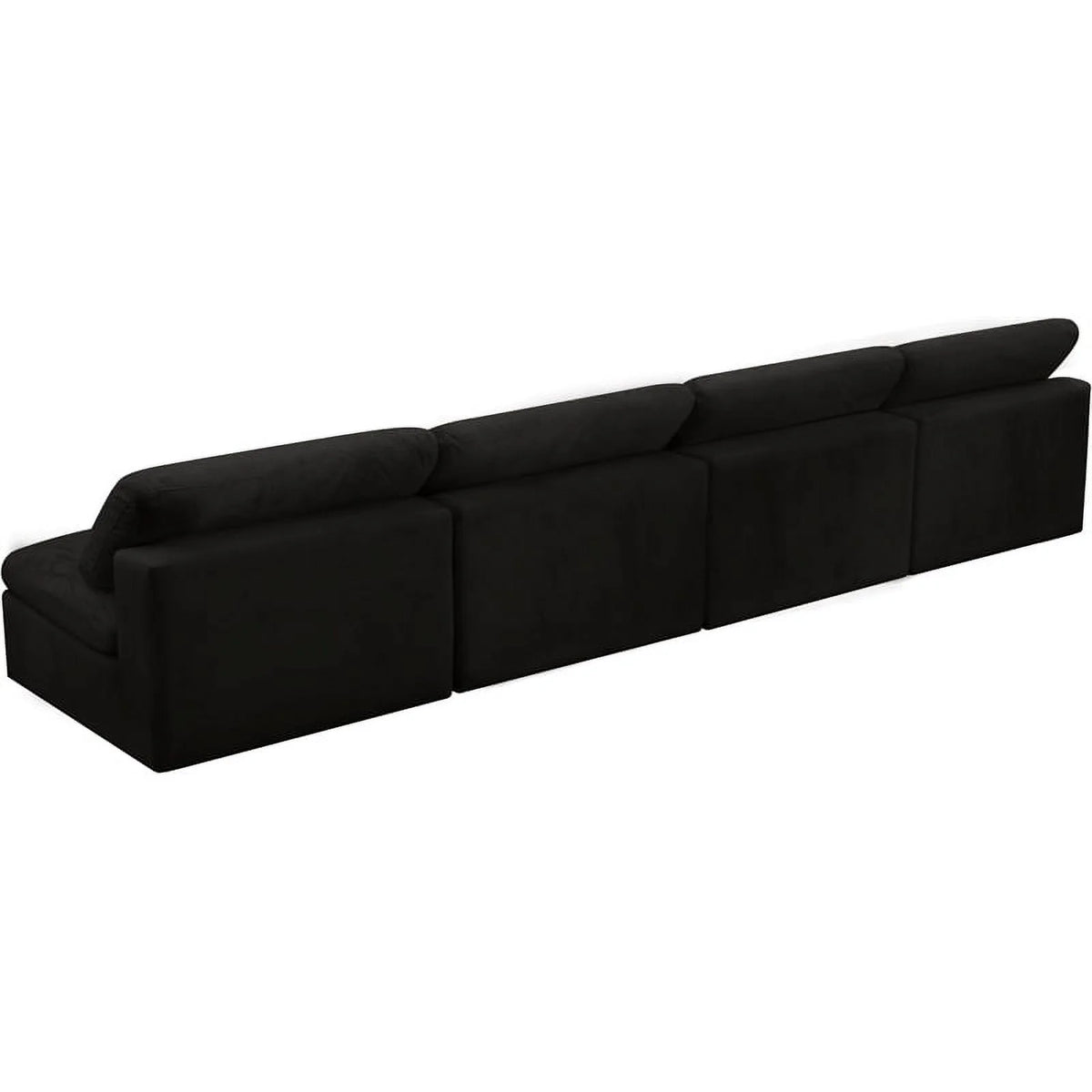 Black Velvet Modular 4 Piece Armless Sofa Y336997
