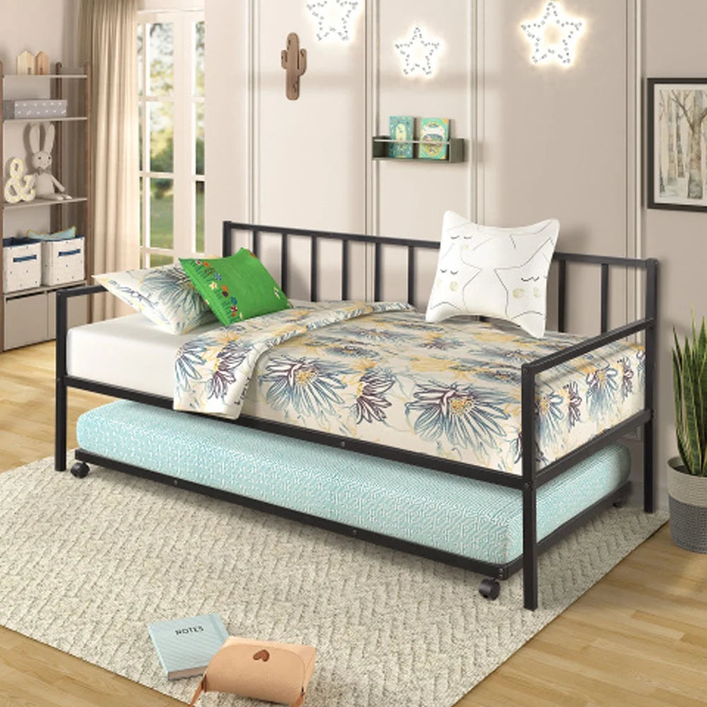 Black Metal Daybed with Trundle Z716679
