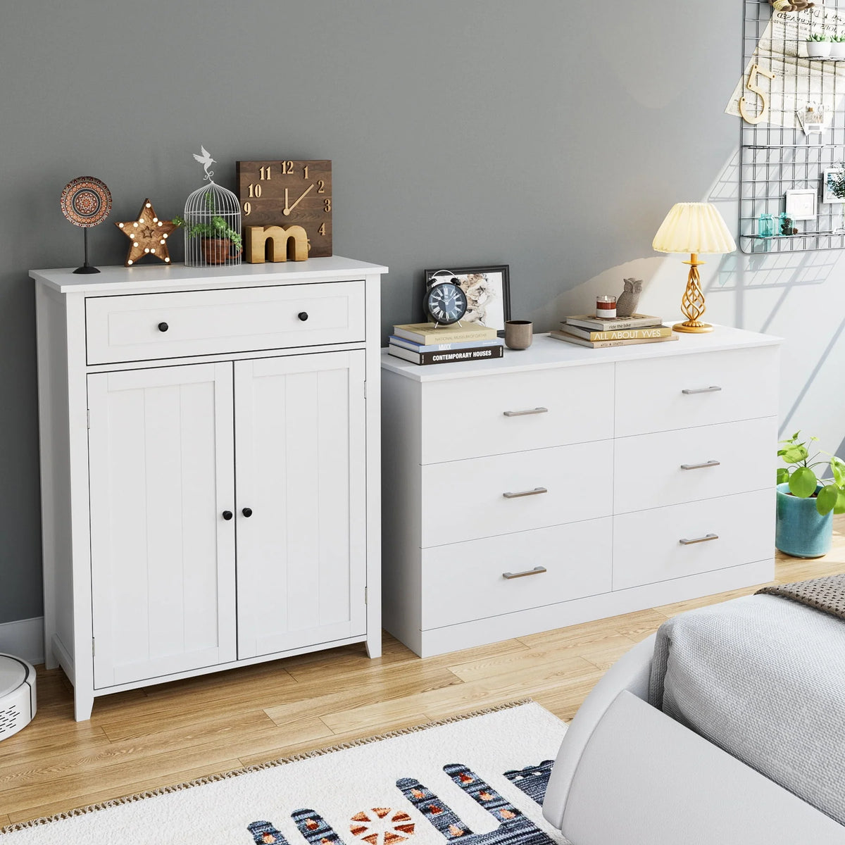 White 6 Drawer Wood Dresser E9851