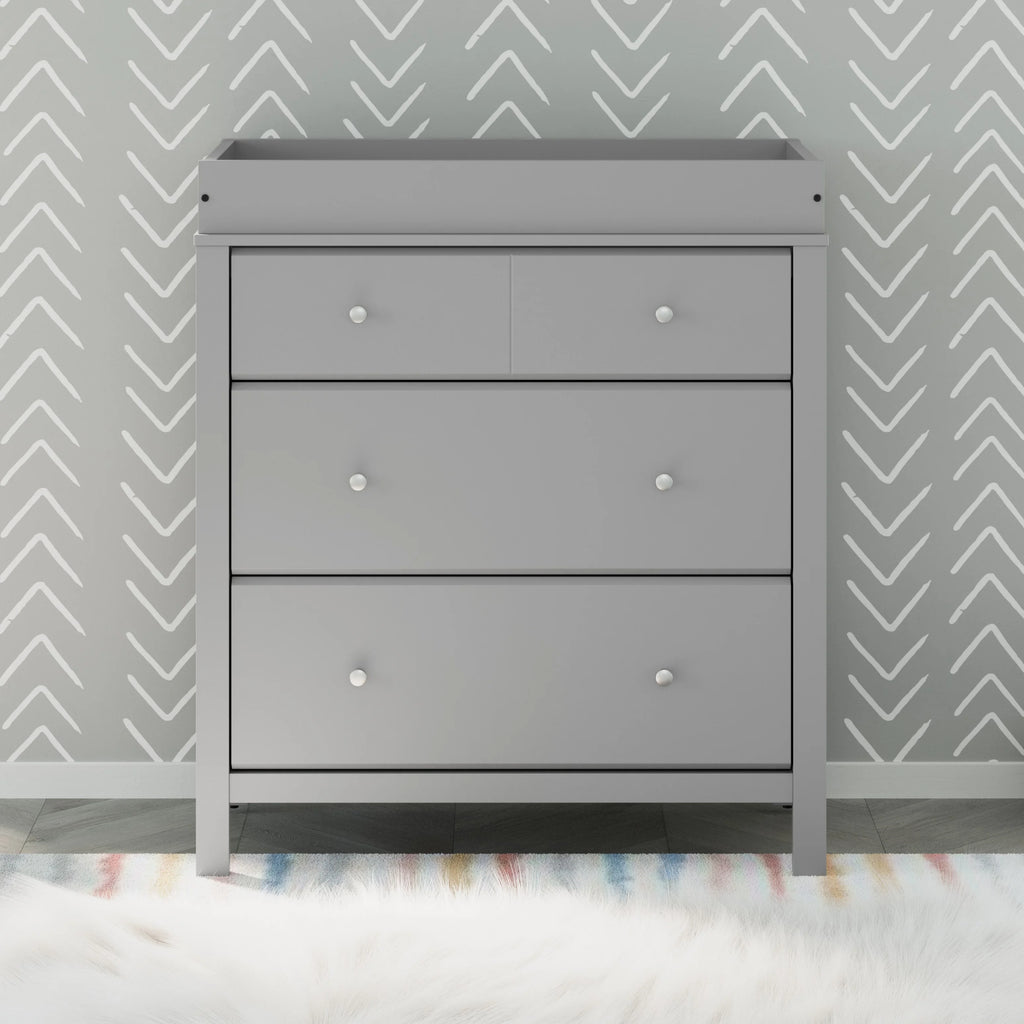 3 Drawer White Changing Dresser D399