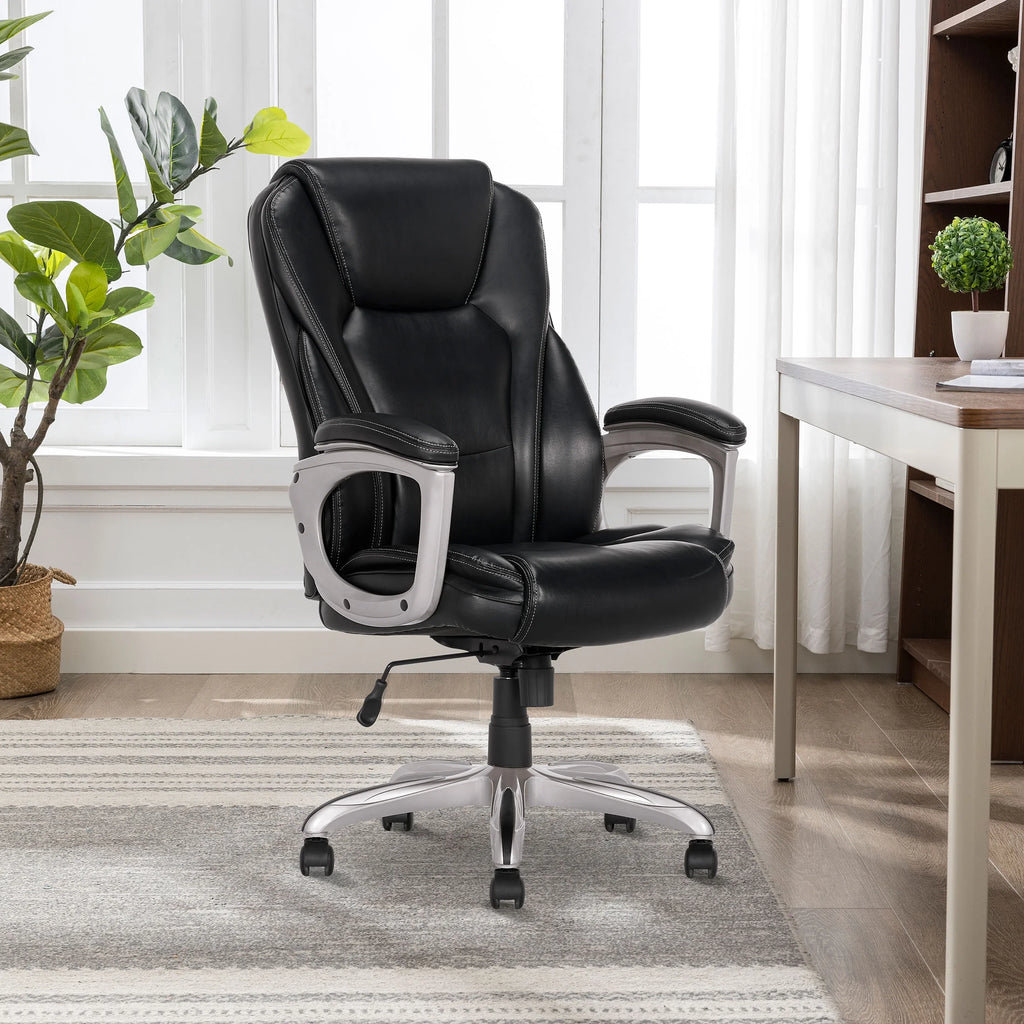 Black Bonded Leather Office Chair with Memory Foam Y980
