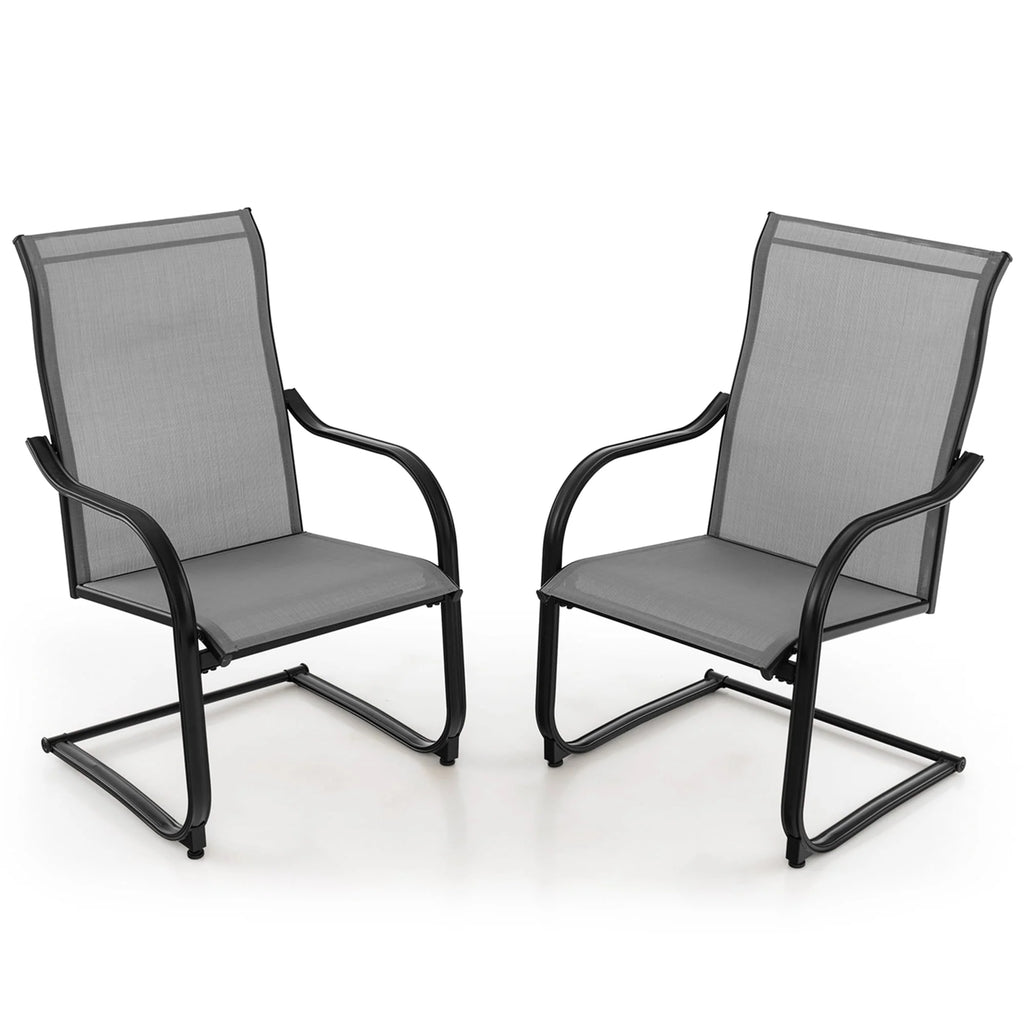 2pcs Black C-Spring Patio Dining Chairs H325