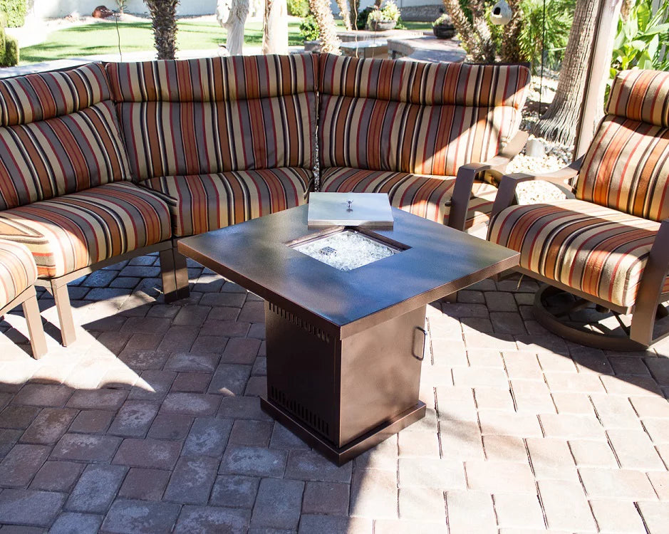 Square Hammered Bronze Propane Fire Pit W321