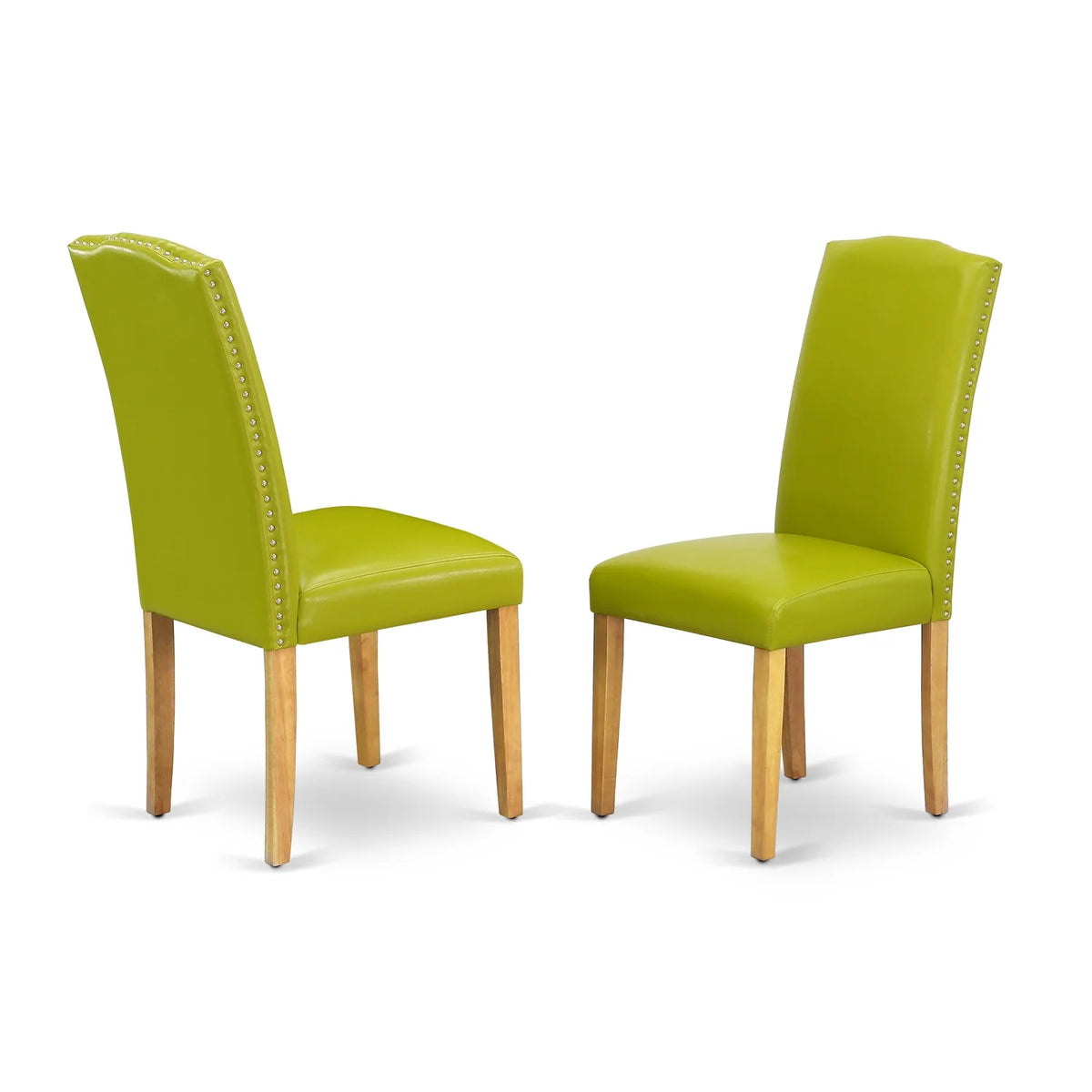 9 Pc Kitchen Set For 8 Dining Table With Leaf And Eight Parson Chair With Oak Leg And Pu Leather Color Autumn Green A886