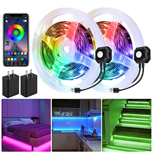 Motion Activated Under Bed Light Strips, 2x9.8ft RGB LED Light Strip with App Control R246482