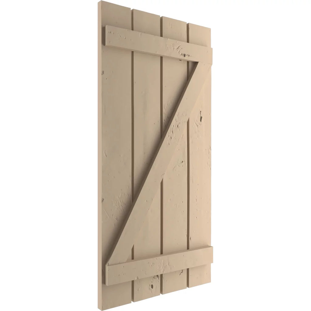 Primed Tan Faux Wood Shutters J58609