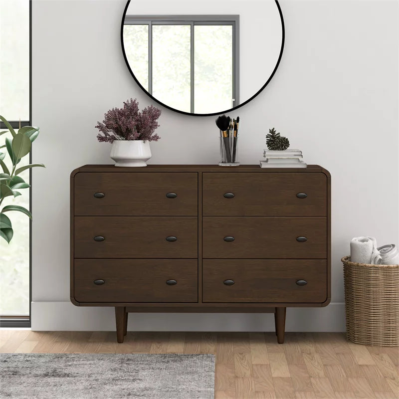 Brown 6 Drawer Solid Wood Dresser G95586