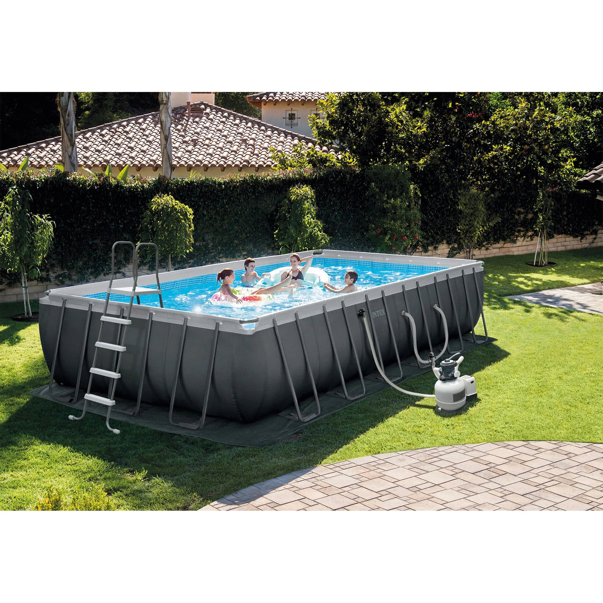 24' x 12' x 52 Rectangular Frame Swimming Pool with Pump B8056