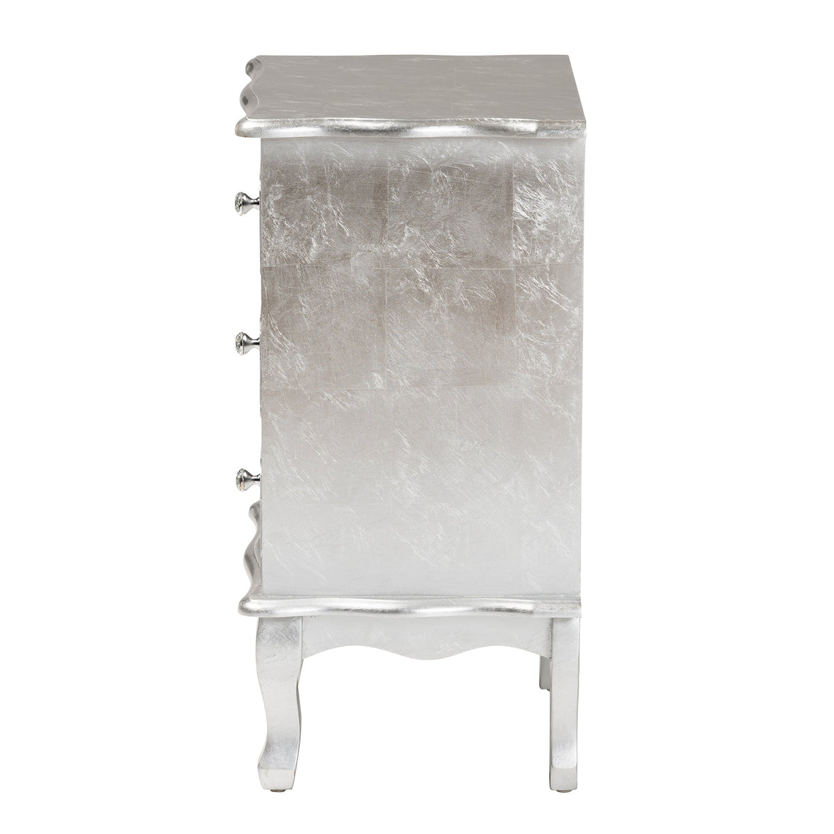 Silver Finished Wood 3-Drawer End Table O60516