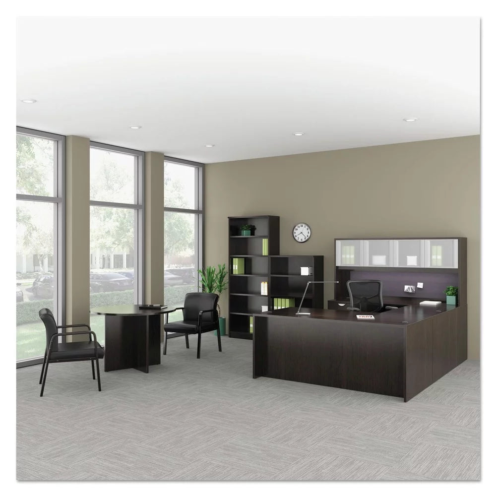Espresso Black Leather Guest Chair V645918