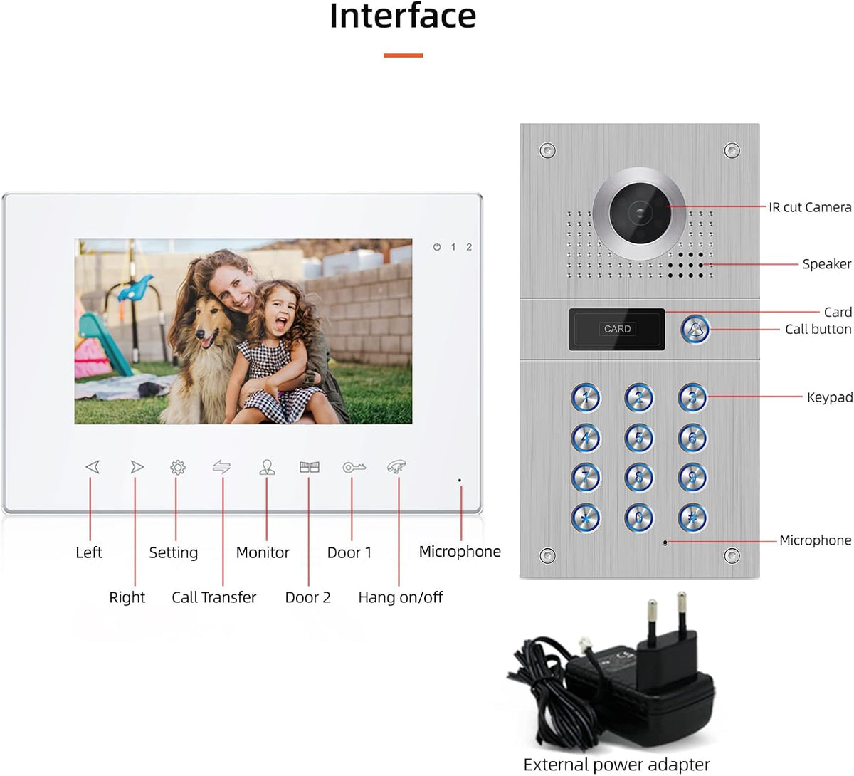 7 Inch Wired Video Doorbell 960P Camera IP65 Waterproof F4173