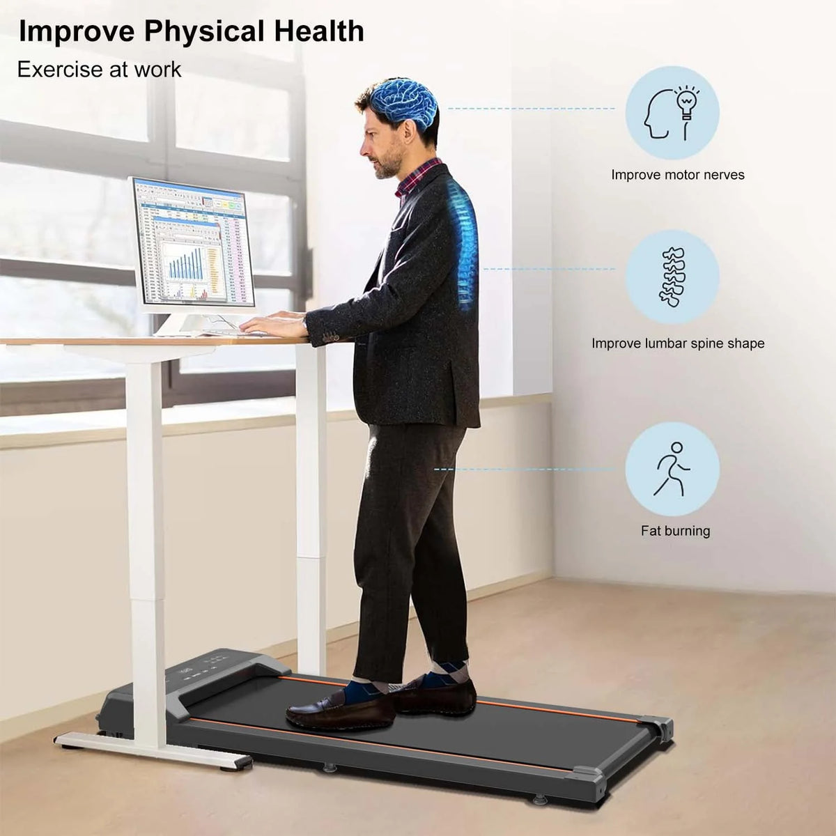 Under Desk Treadmill with LED Display and Remote Control U54007