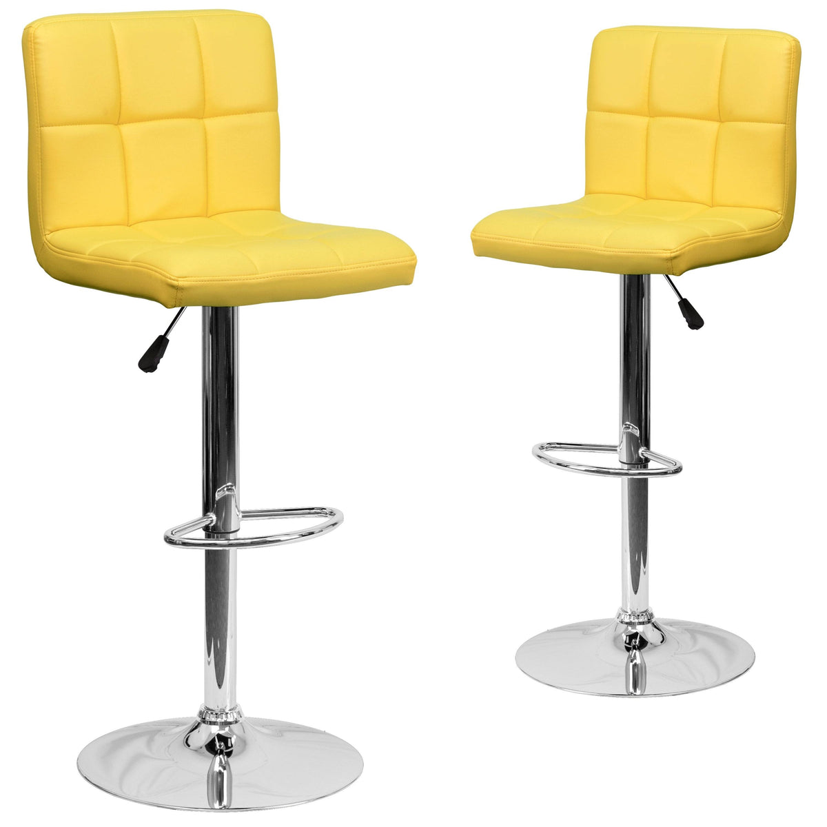 Green Quilted Vinyl Adjustable Height Barstool Set of 2 I3865