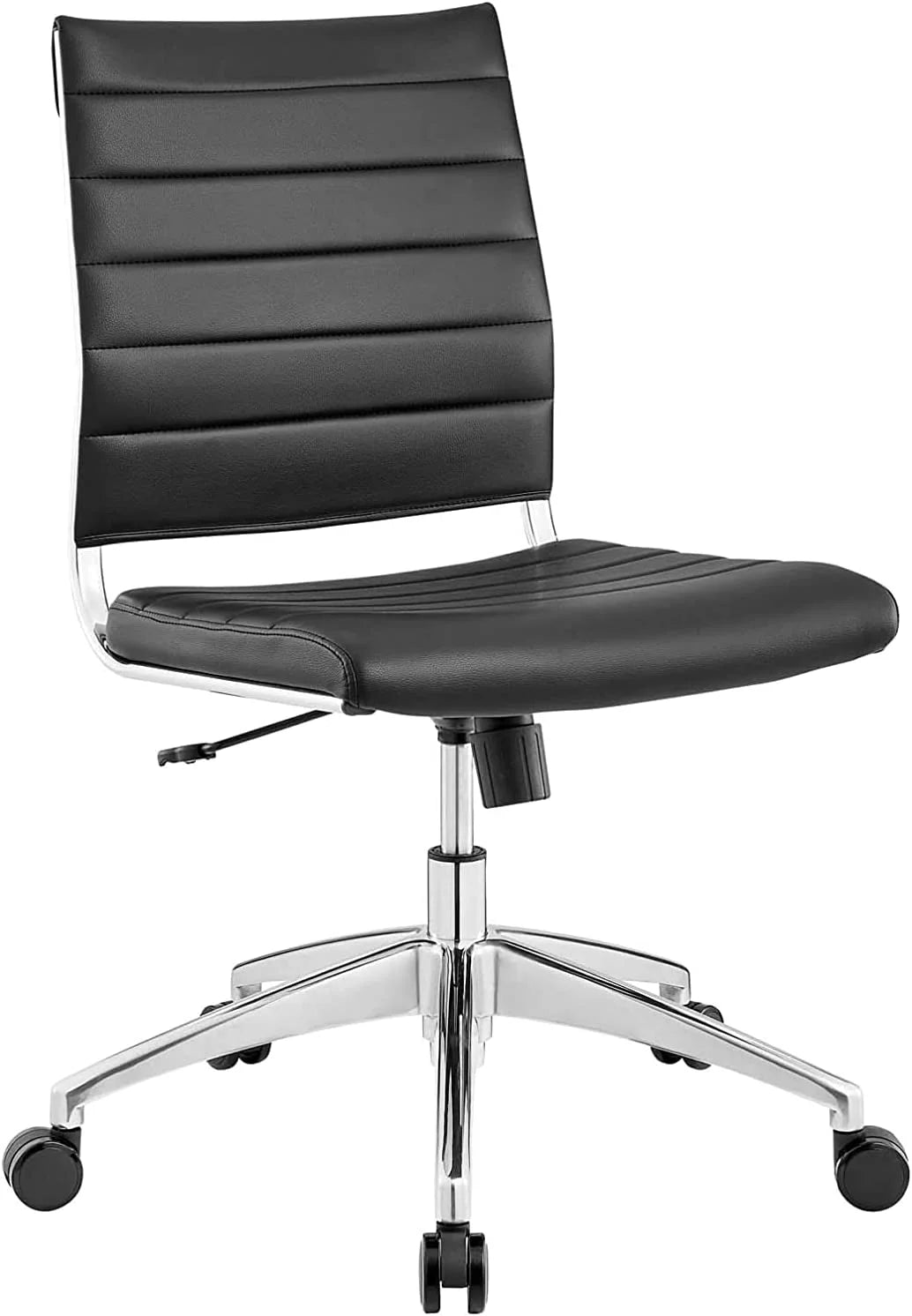 Black Ribbed Armless Swivel Chair A682