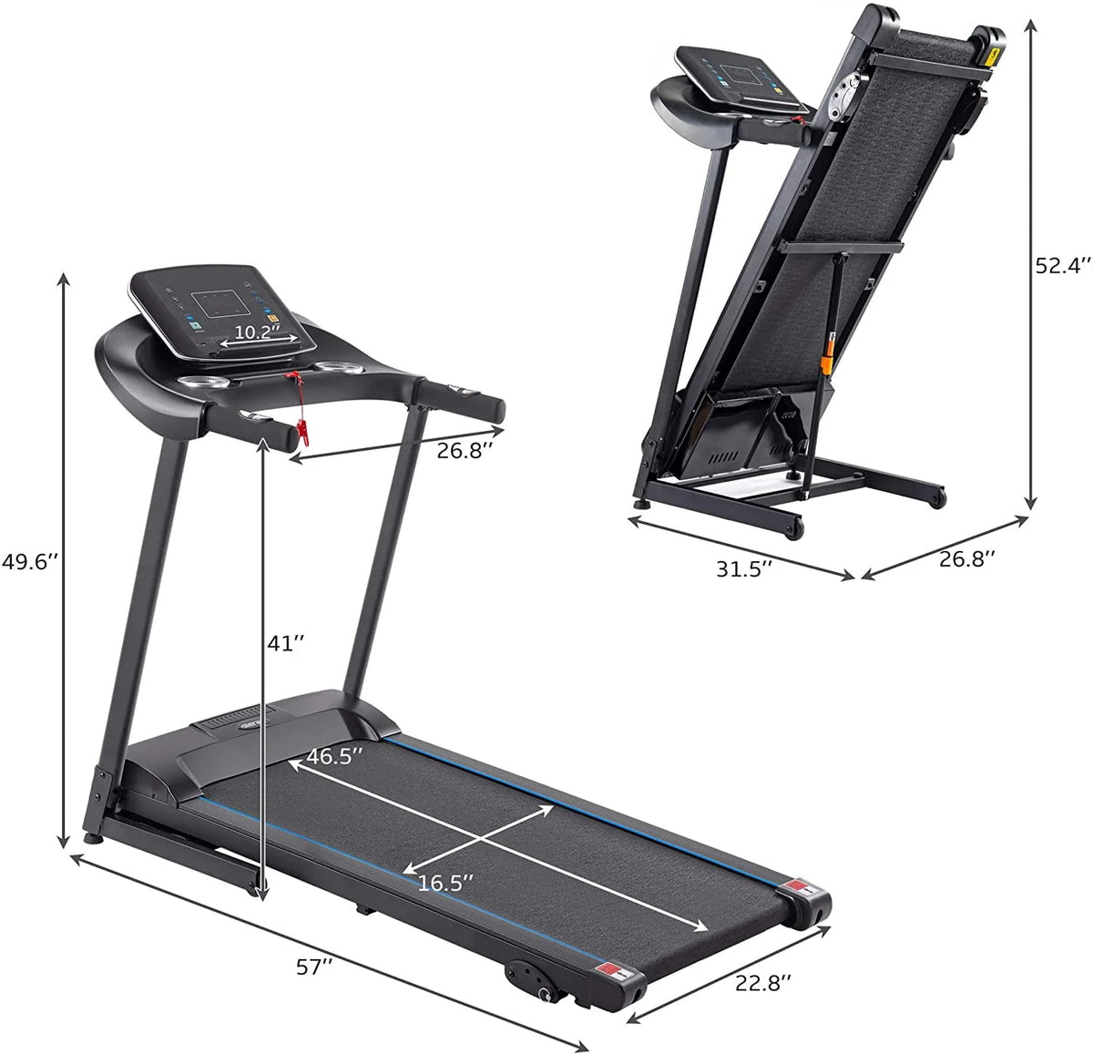 Folding 2.5HP Electric Treadmill E24218