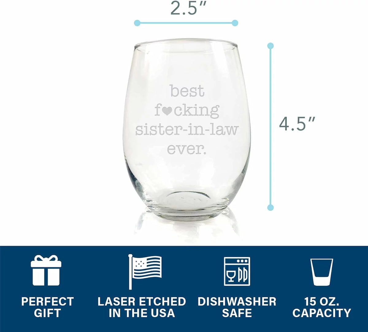 Sister In Law Stemless Wine Glass M374