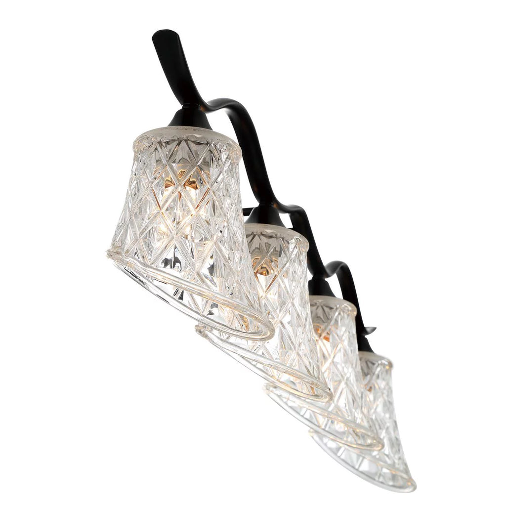 4 Lights Dimmable Matte Black Crystal Glass Vanity Light D932