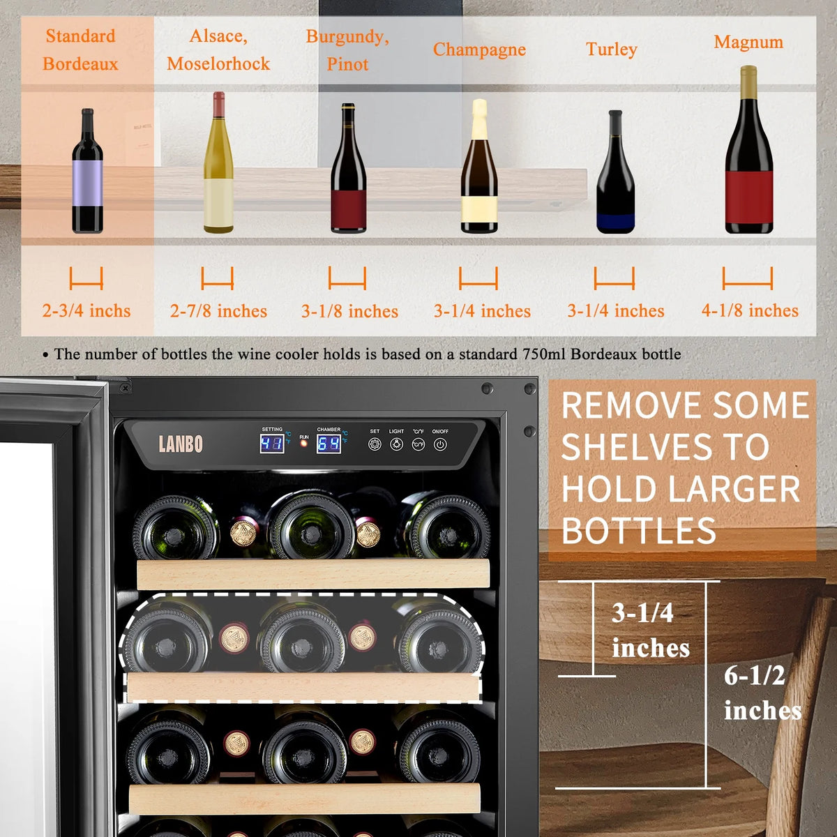 33 Bottle Built-in Compressor Wine Cooler A123