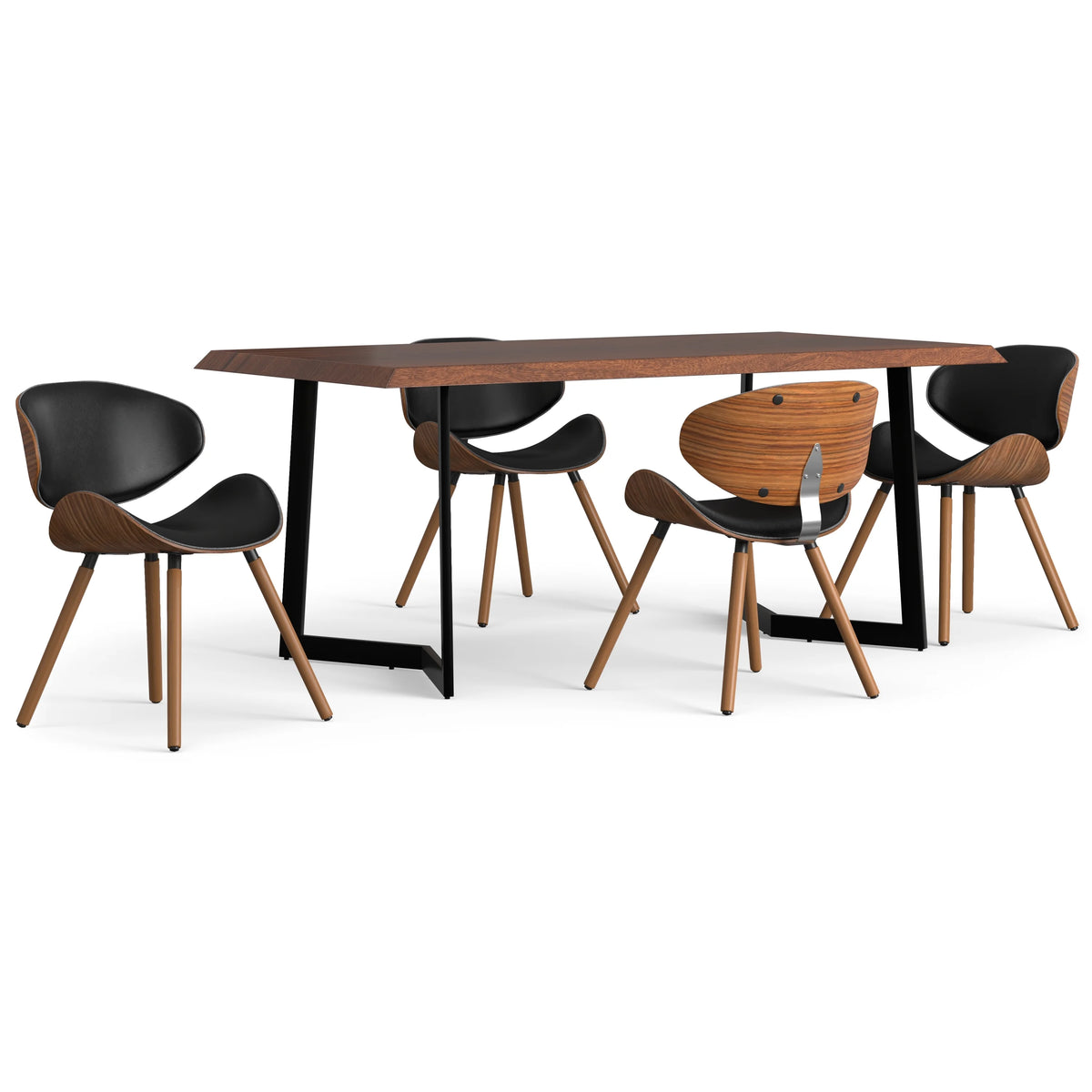 Solid Mango Wood and Metal 5 Pc Dining Set with 4 Upholstered Chairs Q276