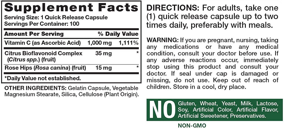 Vitamin C with Bioflavonoids & Wild Rose Hips 100 ct 6 Pack R751