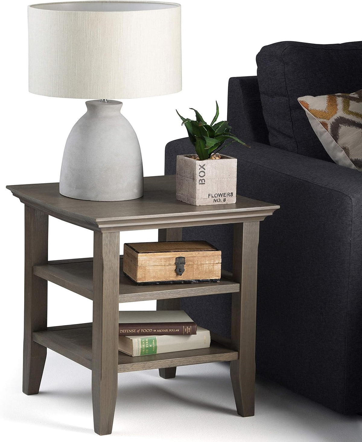 19 inch Rustic Natural Aged Brown End Table F3854