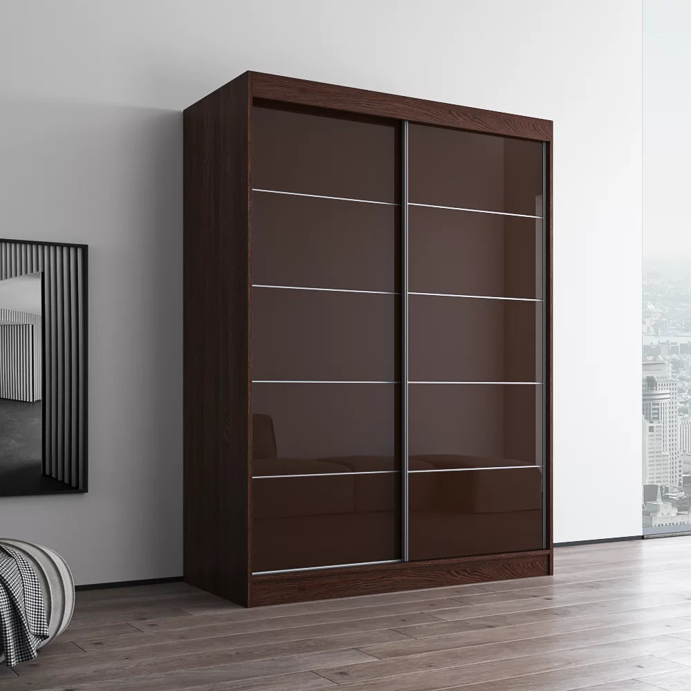 2 Door 59" Wide High Gloss Wardrobe Armoire A5085