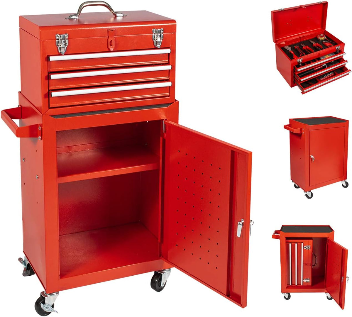 3 Drawer Rolling Steel Tool Box with Wheels S5338