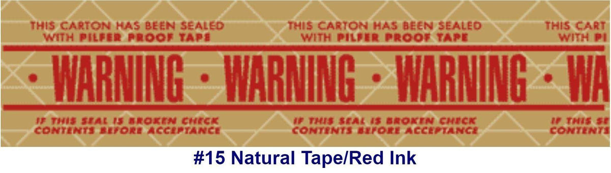 Printed Warning Pilfer Proof Reinforced Kraft Gummed Tape 3x22 x 450 Case of 10 Rolls L3207