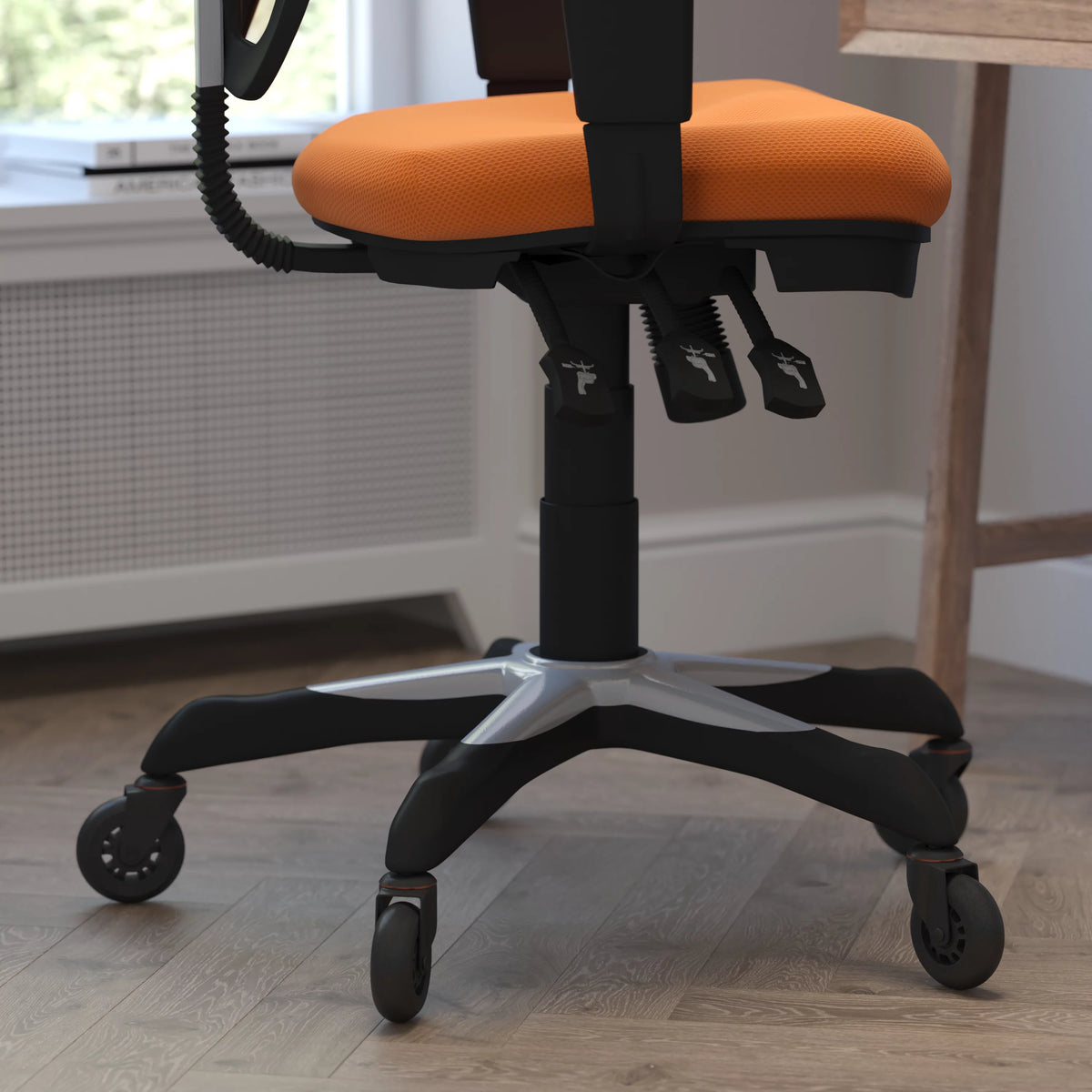 Orange Mesh Ergonomic Office Chair with Adjustable Arms R43724
