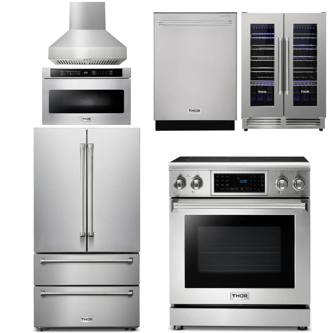 30 Electric Range, Range Hood, Microwave, Refrigerator, Dishwasher, Wine Cooler R3018