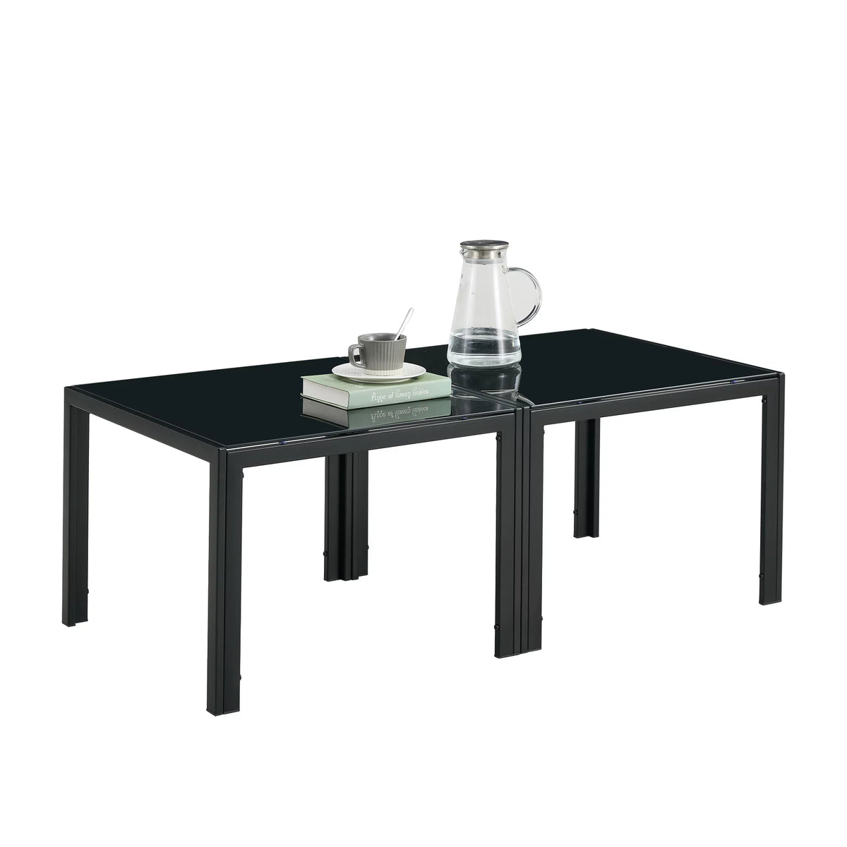 Set of 2 Square Tempered Glass Coffee Table E4033